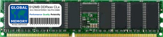 512MB DDR 266/333/400MHz 184-PIN ECC REGISTERED DIMM (RDIMM) MEMORY RAM FOR SERVERS/WORKSTATIONS/MOTHERBOARDS (CHIPKILL)